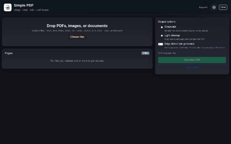 Demo: upload documents, generate PDF, OCR, save