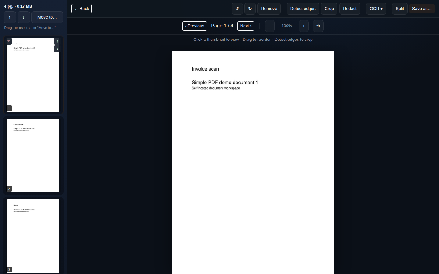 Fullscreen document editor